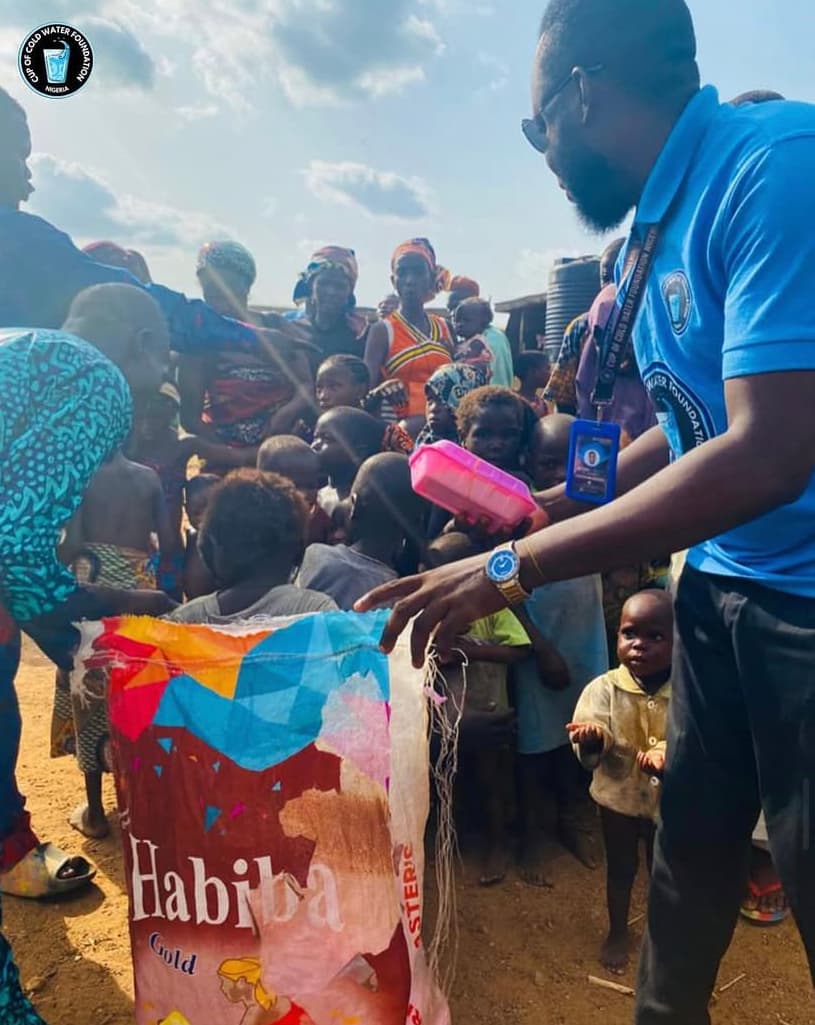 Helping the poor children.