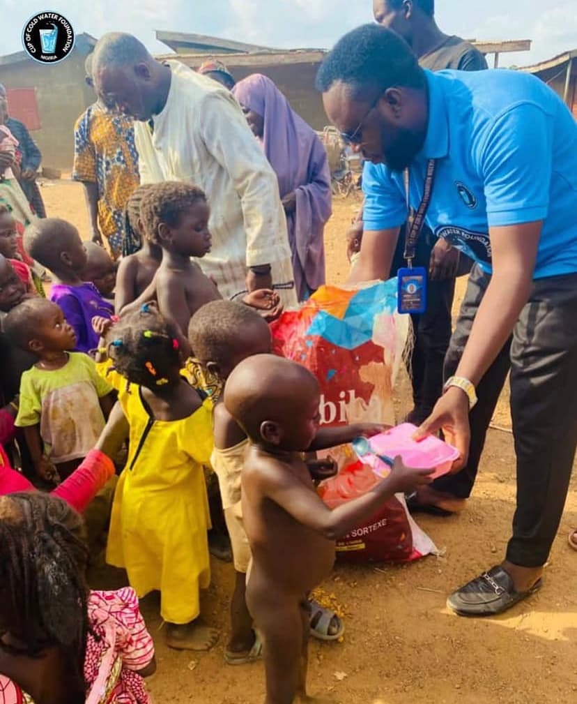 Helping the poor children.