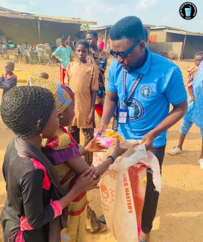 Helping the poor children.